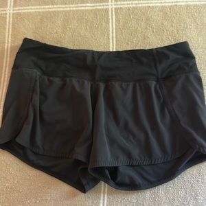 Lululemon black speed up shorts, 4”, size 8